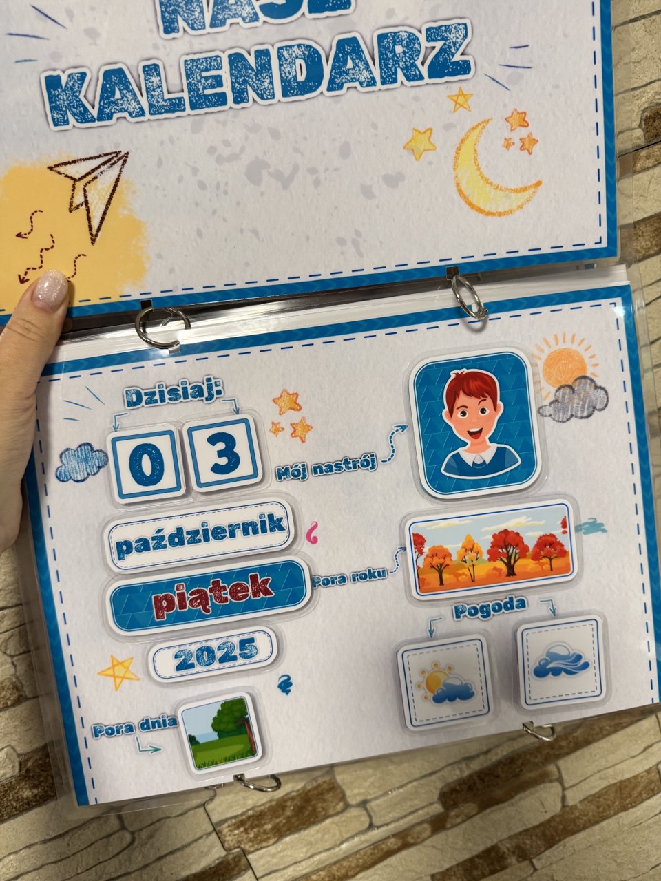 Kalendarz Sensoryczny dla Dzieci - Nauka Dat, Pogody i Emocji - obrazek 4