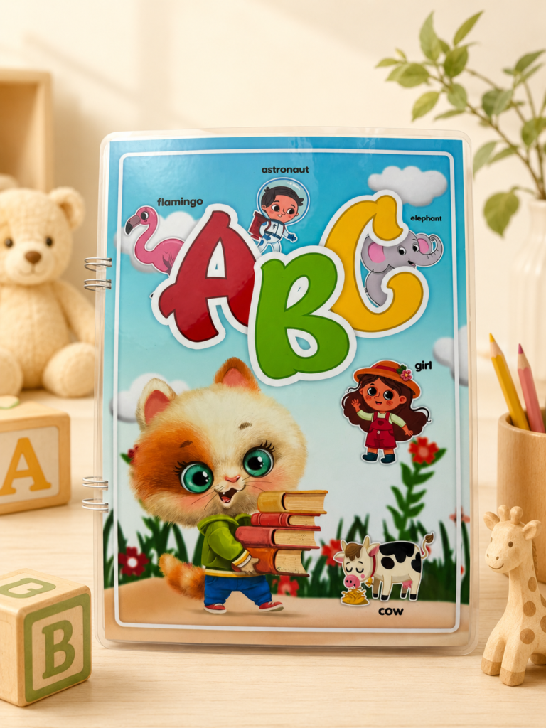Angielski alfabet dla dzieci – książeczka sensoryczna ABC