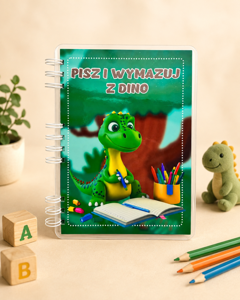 Książeczka sensoryczna Pisz i wymazuj z dino dla dzieci