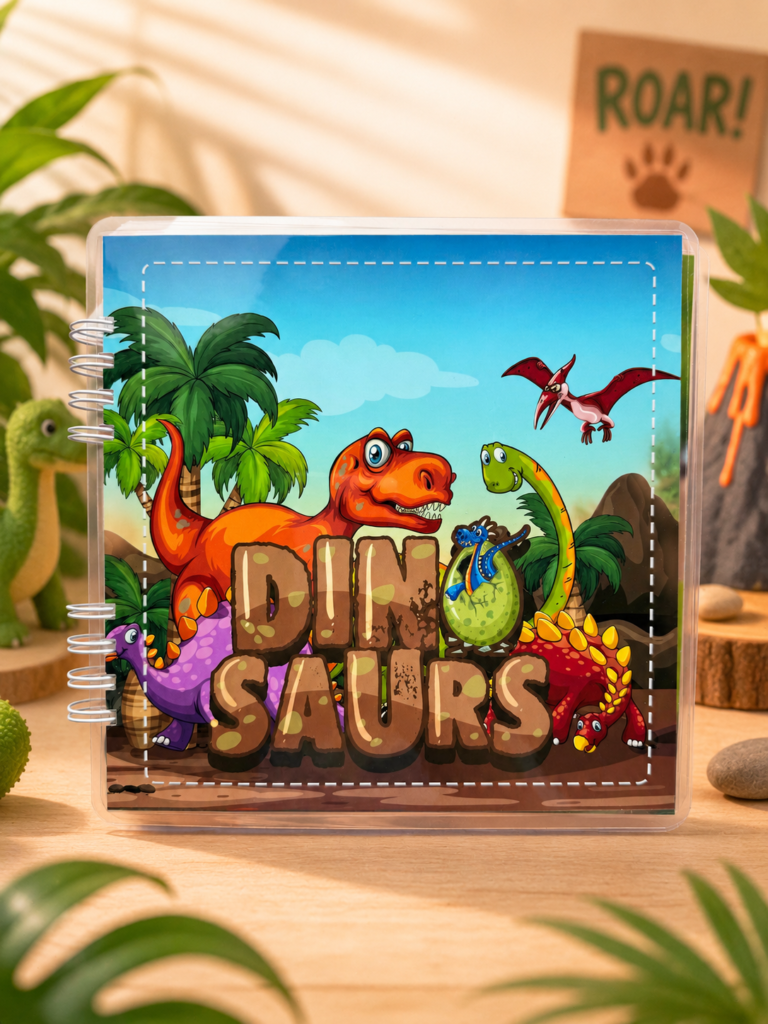 Książeczka sensoryczna Dinozaury na rzepy
